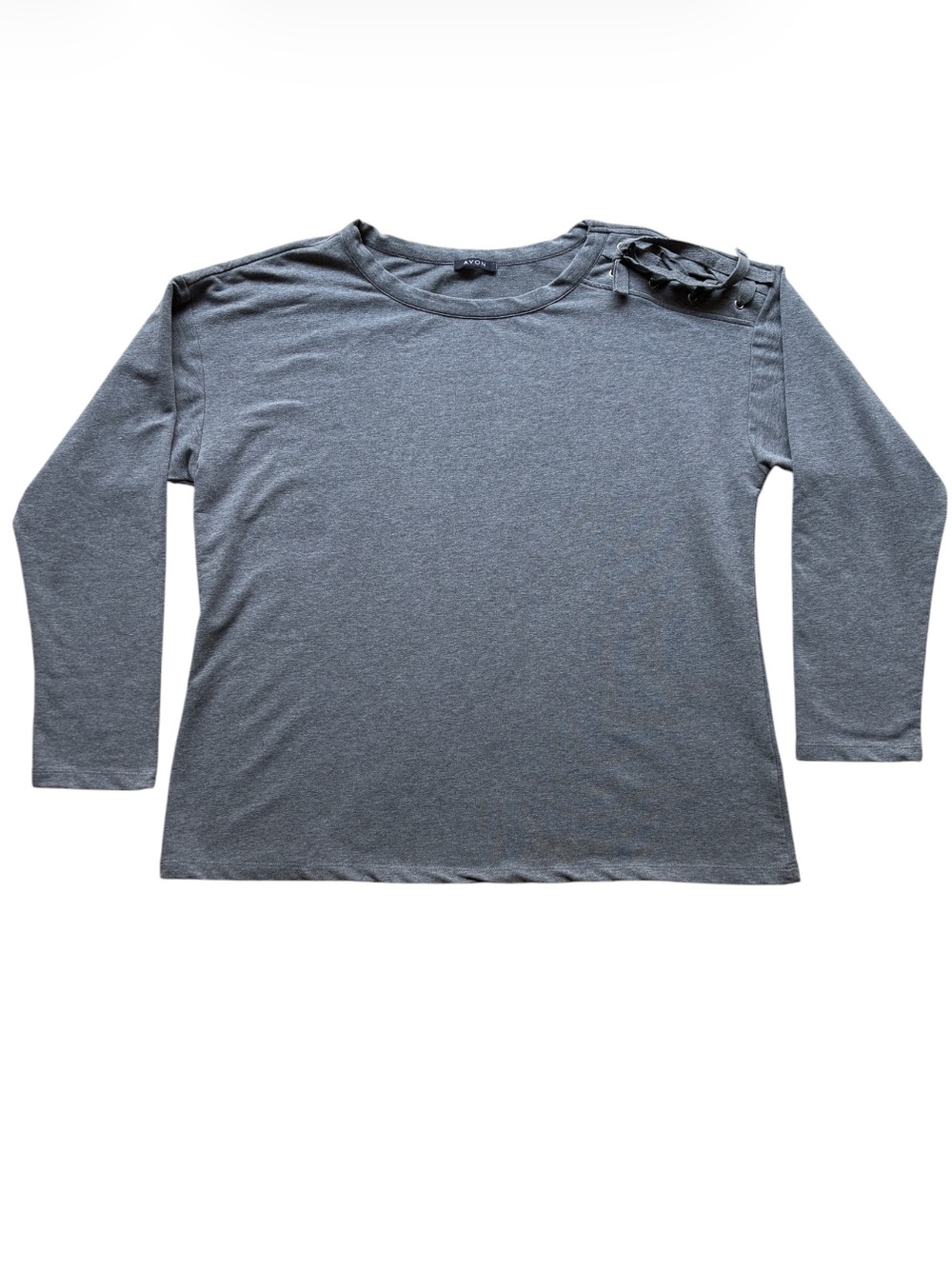 Avon Women's Gray Lace-Up Shoulder Top Size XL